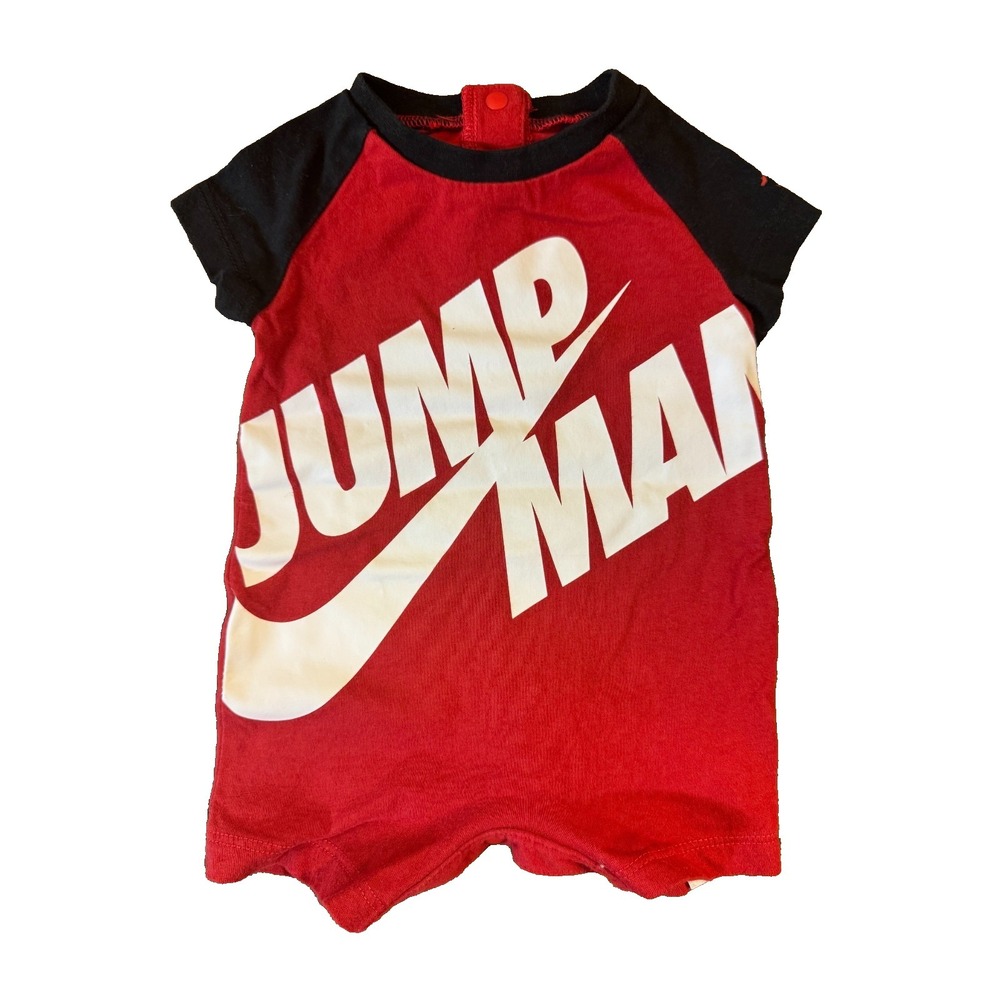 Nike Jordan Newborn Baby Romper One Piece Outfit Boy Red Jumpman Spell Out Logo